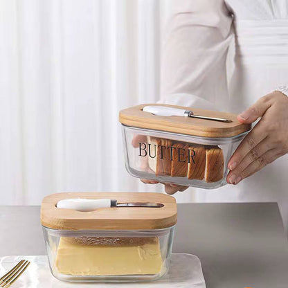transparent Glass butter dish*