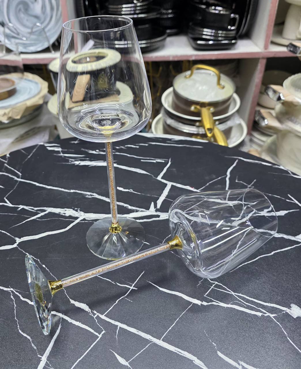 2pc Premium quality Burgundy Crystal Wine glasses.