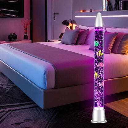 LED Deco Water Bubble Fish Tube Floor Lamp with 7 Color Changing Light Effects & 3 plastic Fish