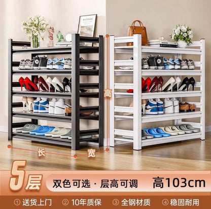 Space saving 5 layer full metallic shoe rack