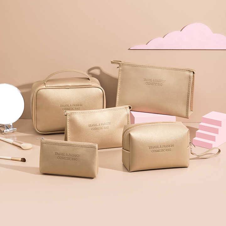 5pcs Vegan leather travel makeup cosmetic bags