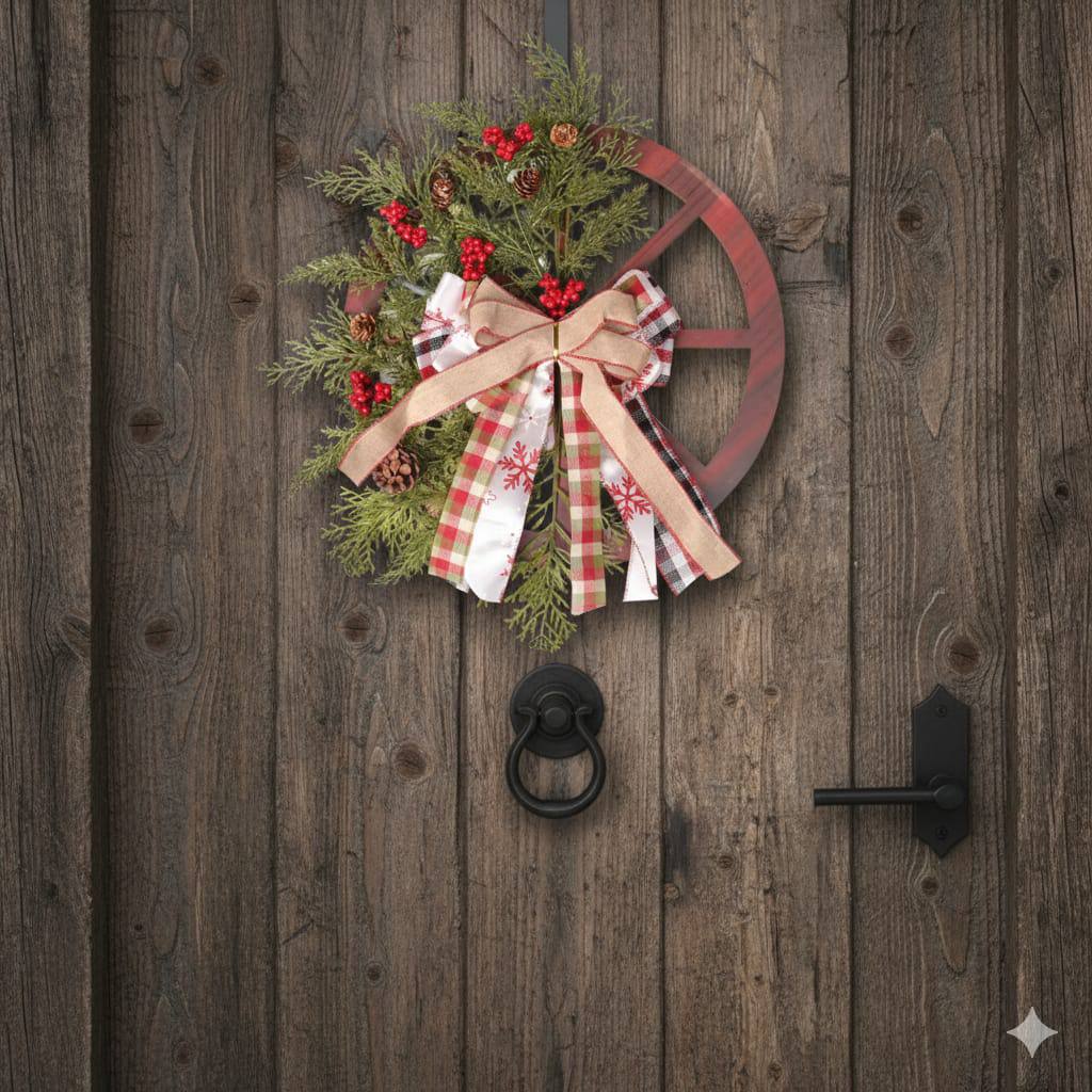 40cm Christmas Rustic Wheel Garland