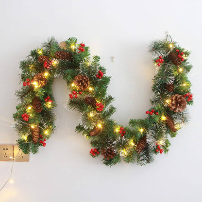 2.7M Christmas Garland  decoration with pinecones,red berries