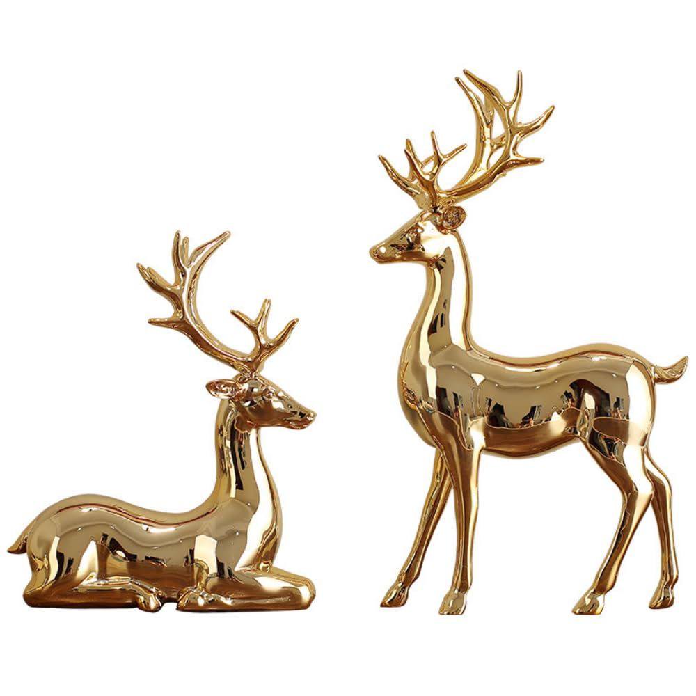 GOLD ELK DEER ORNAMENT FOR TV CABINET