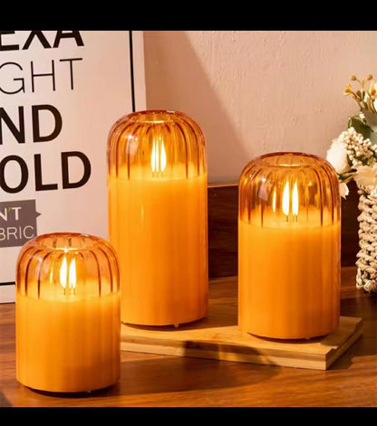 3 in 1  Advanced  Glass LED  decor lighting candle