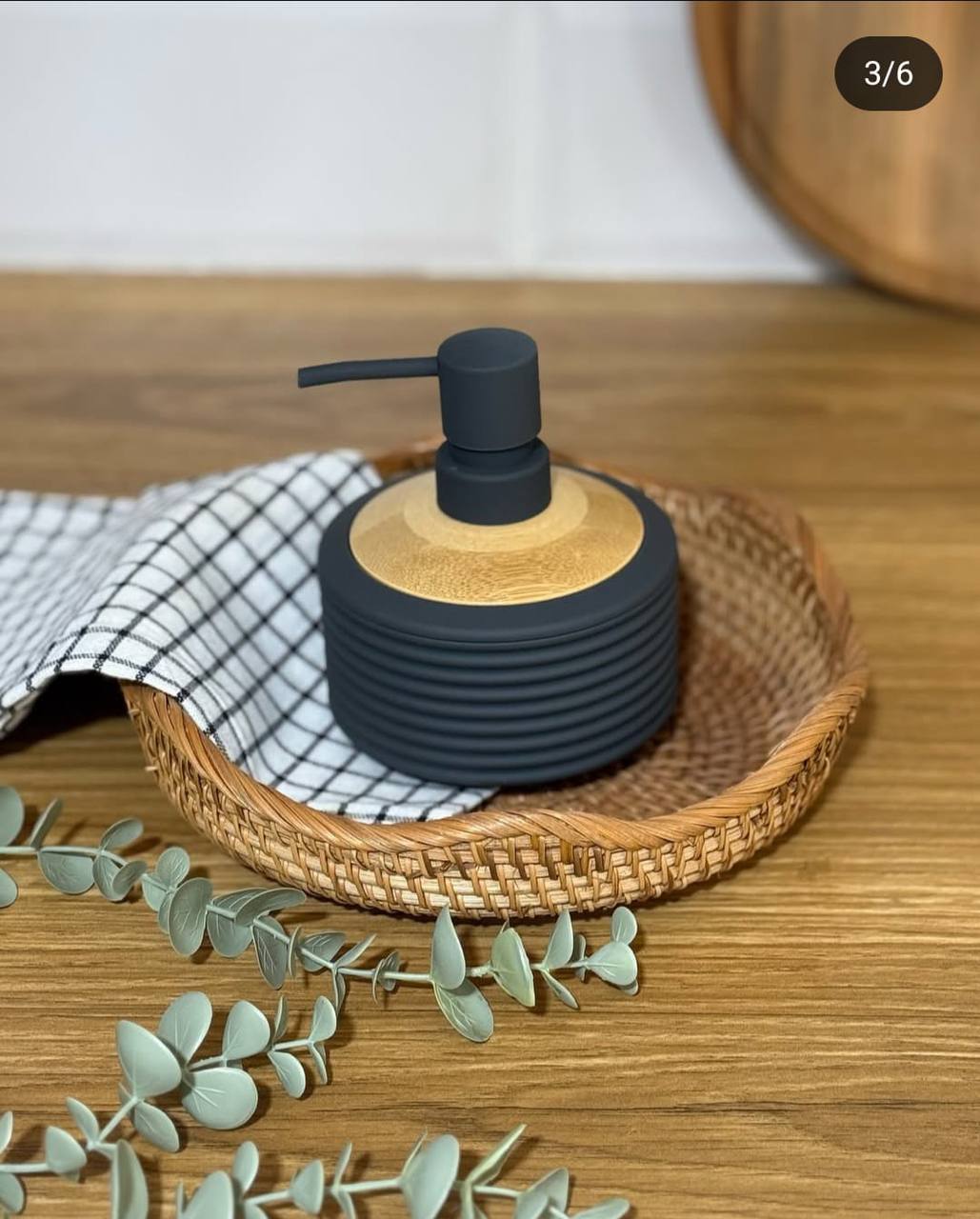 Bamboo luxury Lotion pump bottle for kitchen/ bathroom countertops / shower gel/ decorative soap dispenser