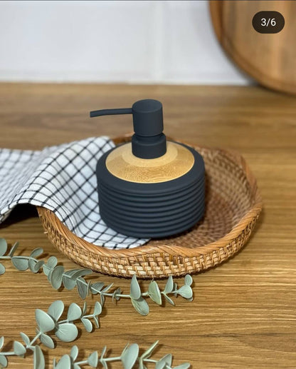 Bamboo luxury Lotion pump bottle for kitchen/ bathroom countertops / shower gel/ decorative soap dispenser