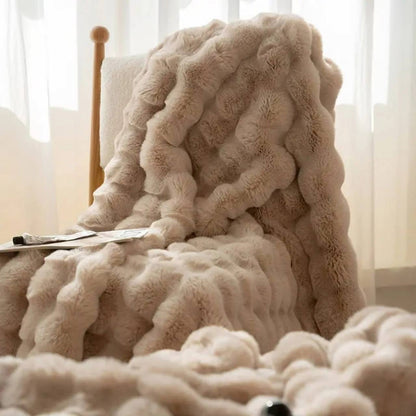 Soft Bubble Winter Throw Blanket Plain