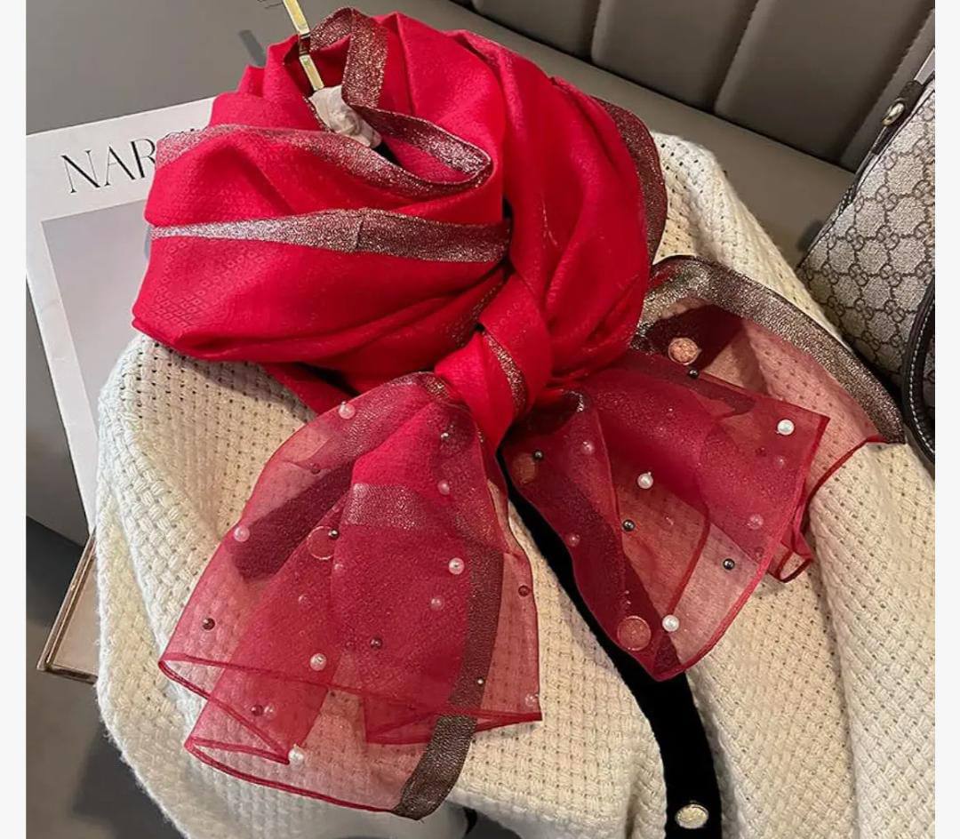 Luxury Pearl Print Scarf for Women
