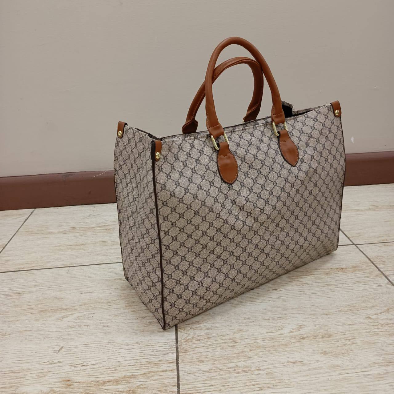 Geometric pattern top handle bag