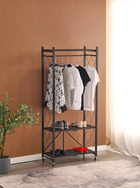 Foldable Clothing Storage Rack – Metal Carbon Steel