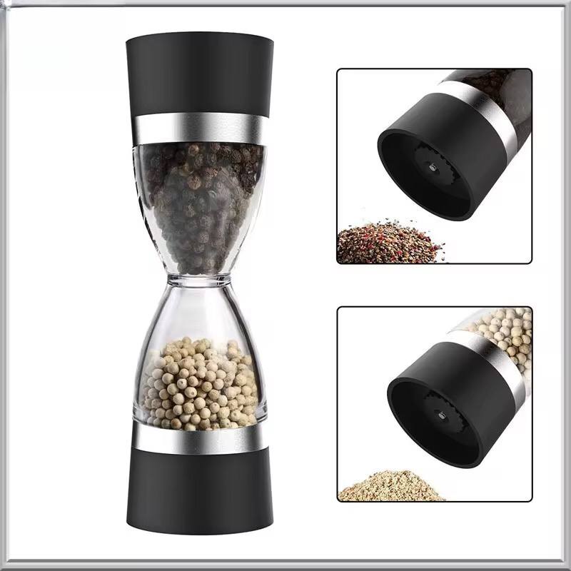 Manually adjustable thickness, hour glass 2 in 1 Dual Salt Pepper Mills,  Pepper Grinder