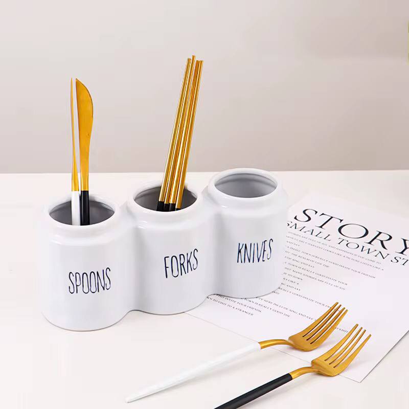 3 compartment Ceramic cutlery Holder