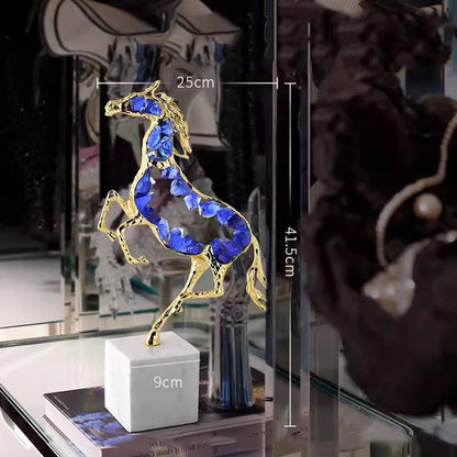 Luxury Modern crystal horse statue sculpture, spar handicraft ornaments,