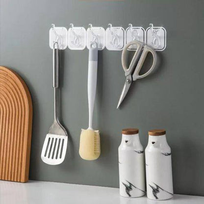 Wall-mounted self adhesive set of 6 Row Sticky Hook