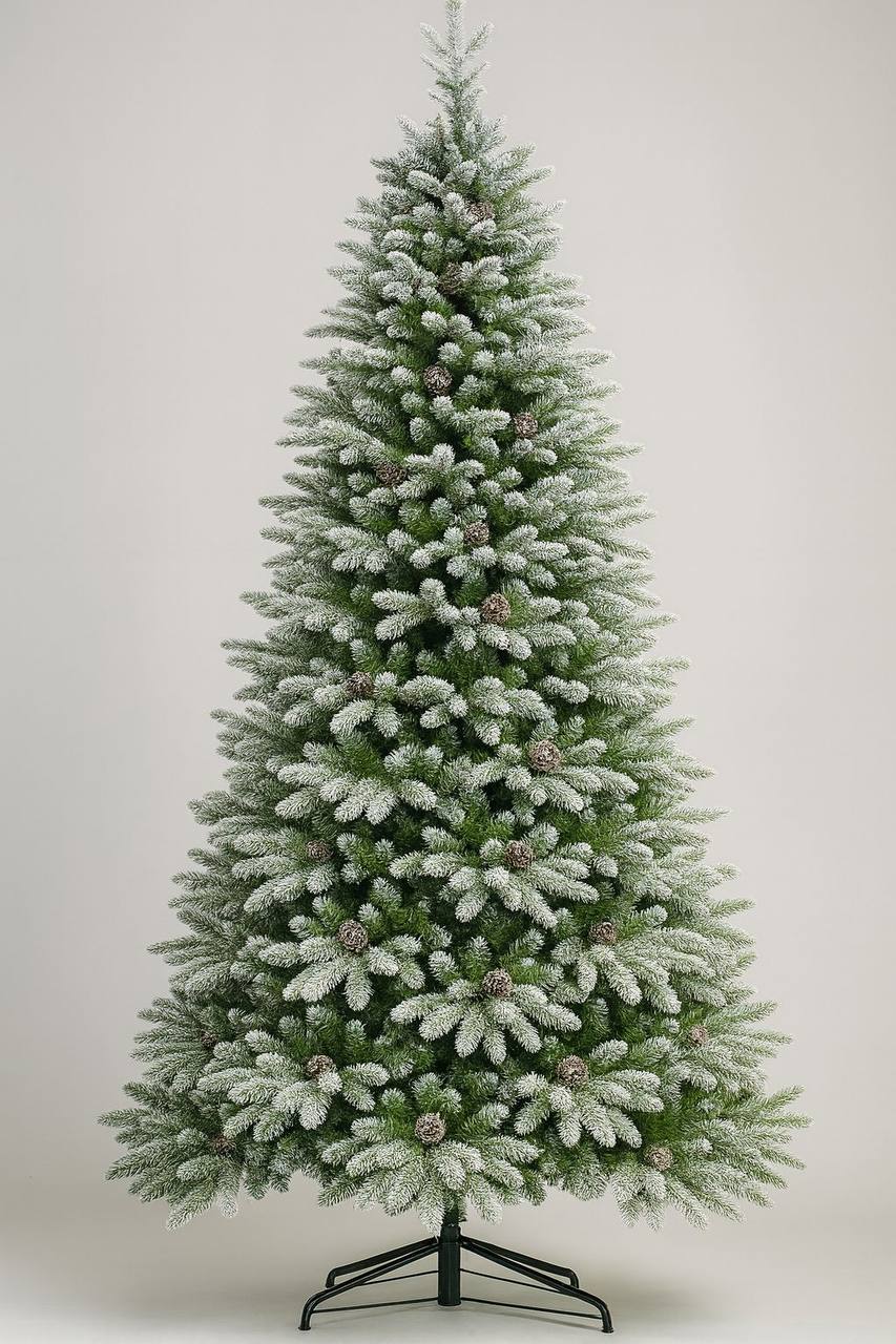 PREMIUM PINE SNOW FLOCKED TREE WITH CONE