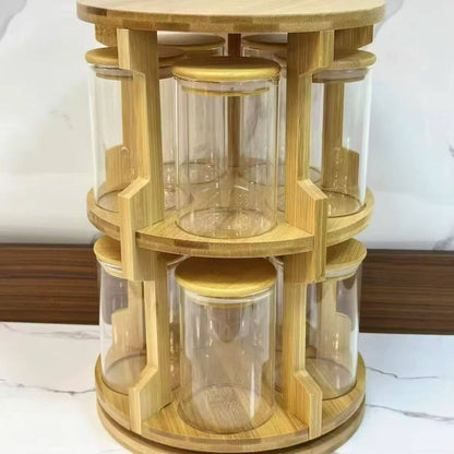 360 Degree Rotating Tabletop 
Rotating Spice Bamboo Tabletop Rack
