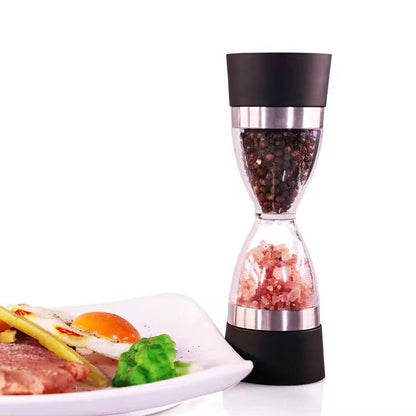 Manually adjustable thickness, hour glass 2 in 1 Dual Salt Pepper Mills,  Pepper Grinder