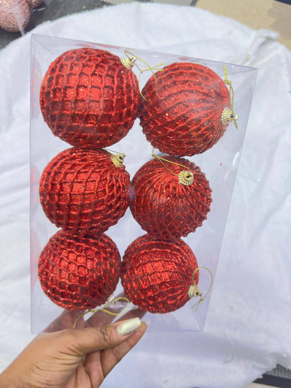 Christmas elegant mesh foam glitter hanging ornaments/ balls for Christmas tree
