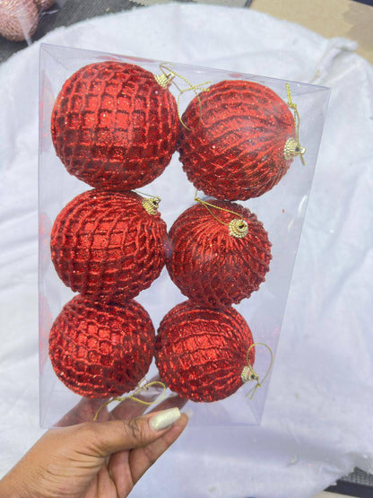 Christmas elegant mesh foam glitter hanging ornaments/ balls for Christmas tree