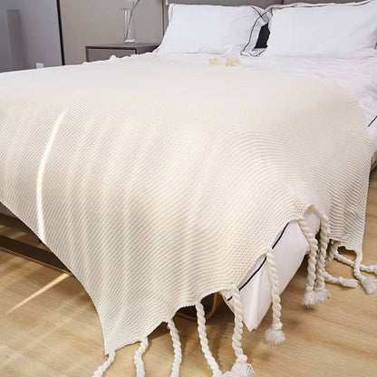 Supper Soft Knitted Throw Blankets With Tassels