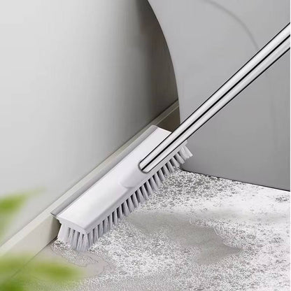 2 in 1 Floor Brush Scrubber with Long Handle Scrape Stiff Bristle Cleaning Scrub with Squeege