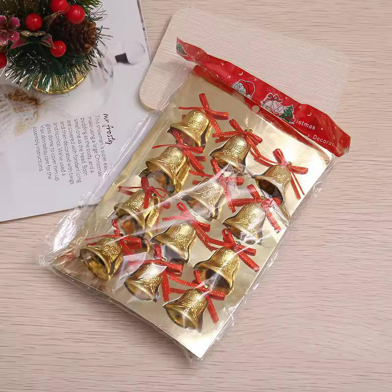12pcs Christmas Decorations: Golden Bell Hanging Ornament for Christmas Tree DIY