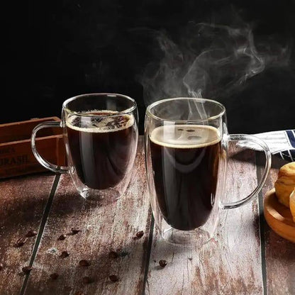 Elegant Double-Walled Glass Design – Keeps beverages hot while the outer layer stays cool to touch.