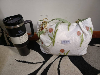 Casual floral canvas  tote bag