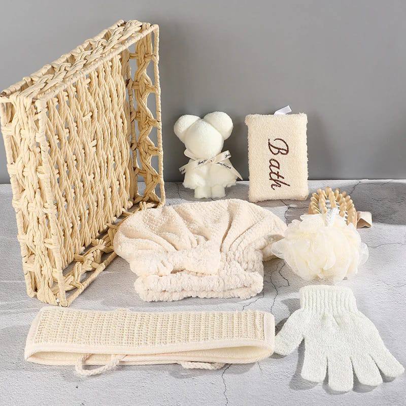 1 Set Spa Gift Cute Bear Basket Bathing Skin Cleaning Kit Spa
