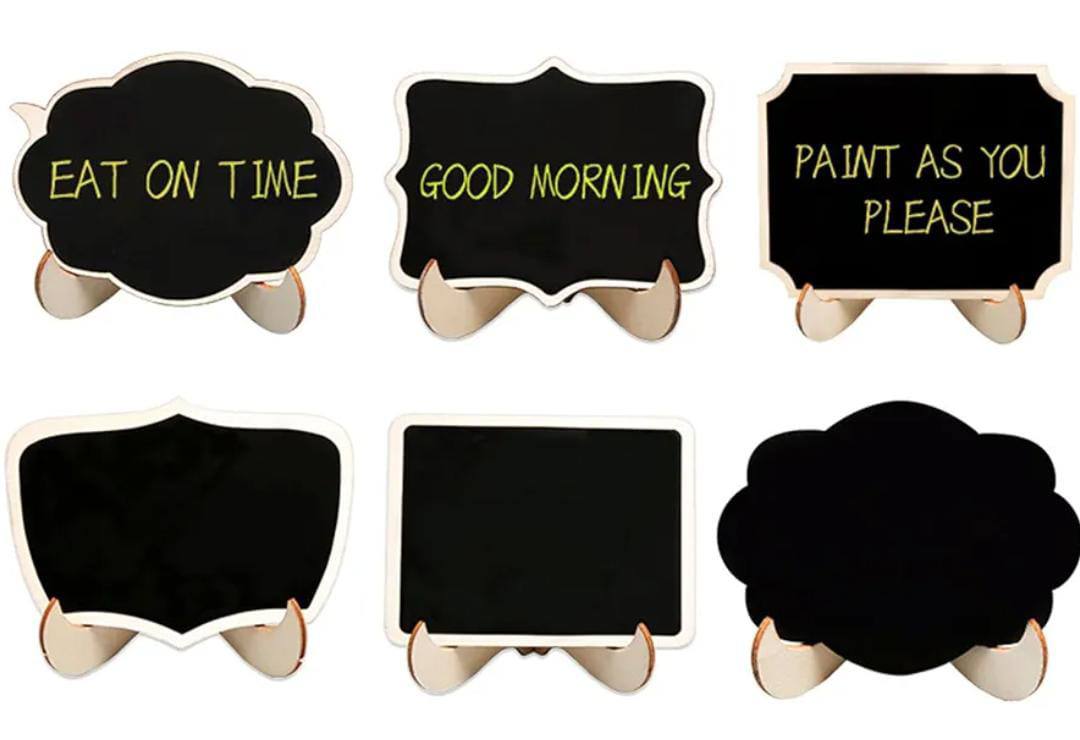 Creative multiple purposes Wood Mini Chalkboard Signs with Support Easels, Place Cards
, Small Rectangle Chalkboards Blackboard for Weddings, Birthday Parties, Table Numbers, Message Board Signs and Event Decorations