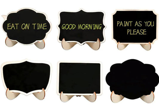 Creative multiple purposes Wood Mini Chalkboard Signs with Support Easels, Place Cards
, Small Rectangle Chalkboards Blackboard for Weddings, Birthday Parties, Table Numbers, Message Board Signs and Event Decorations