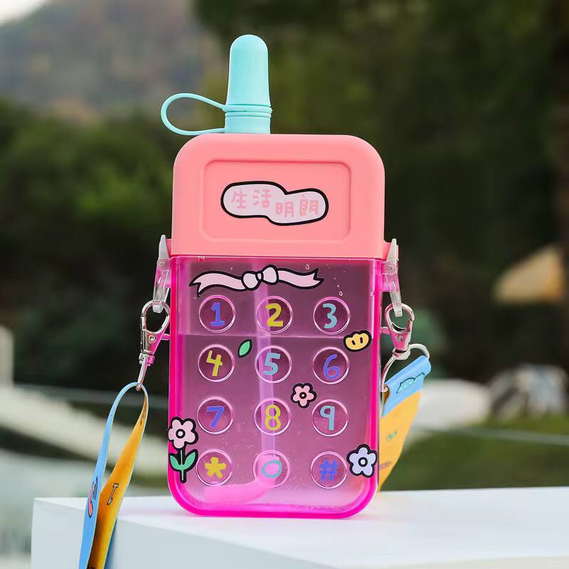 500ml Mobile Phone Shaped Water Bottle Adjustable Shoulder Straps for Kids and teenagers