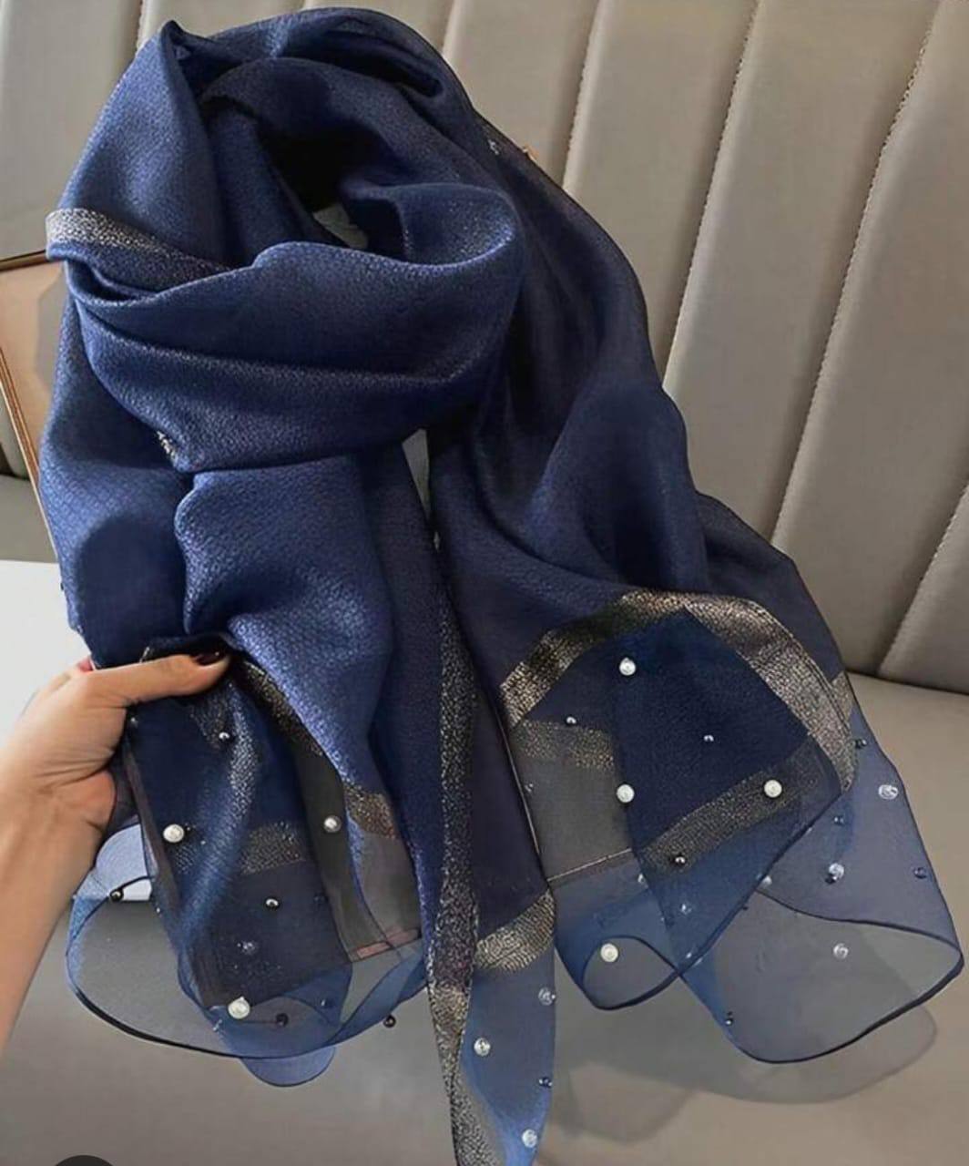 Luxury Pearl Print Scarf for Women