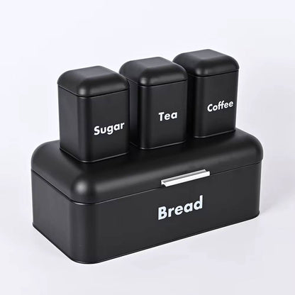 Alloy Bread Bin with Three Canister Set