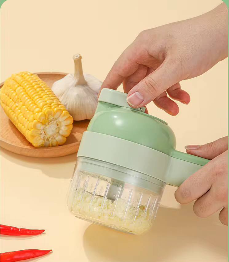 4in1 Handheld Electric vegetable cutter set with brush