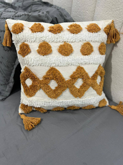 Fancy TUFTED/BOHO throw pillow covers with tassels