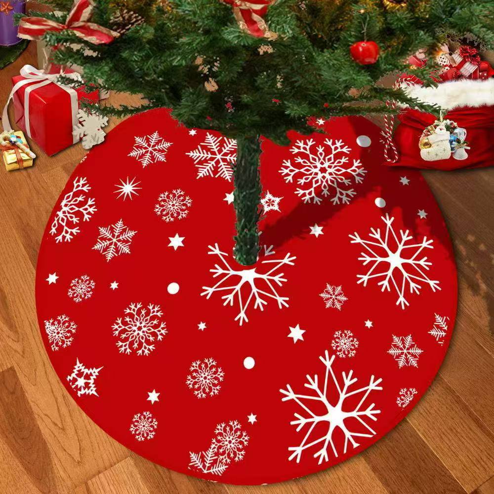 Christmas Tree Skirt Red Christmas Tree Foot Cover Santa Claus Snowflake Christmas Tree Carpet Base Mat Decorations