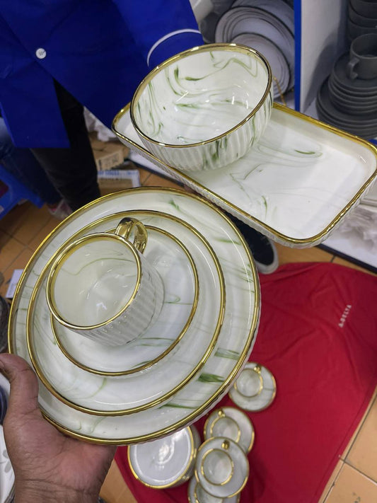Green Marble gold dinner set