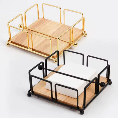 Luxury metallic serviette holder, with Bamboo place on/ napkin holder