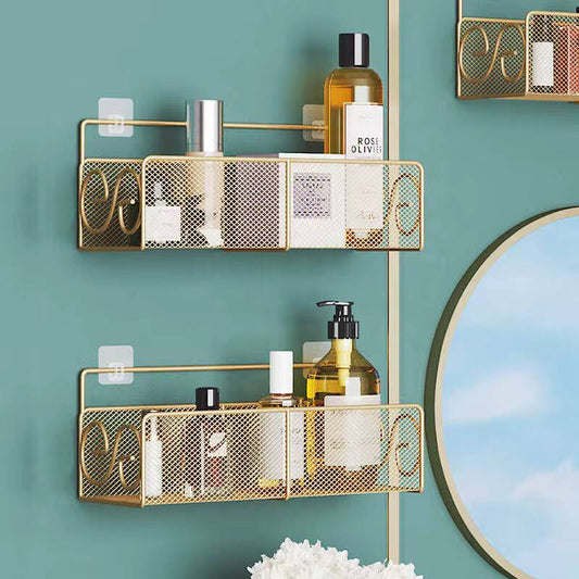 New design Mesh Bathroom rack with self adhesive stickers and hooks