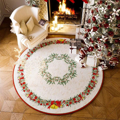 Christmas Circular Carpet Washable Anti Slip Carpet New Year Atmosphere Mat Decoration*
Size: 120cm