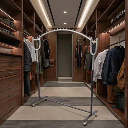 Premium arched clothing rack with 360° wheels for easy movement.
Strong, stylish, and perfect for boutiques, pop-ups, and home closets
Sleek arched garment rack