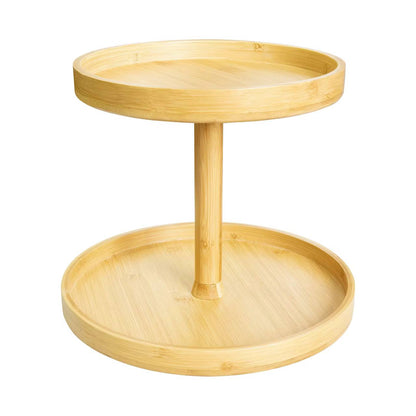 New Bamboo Double layer Rotating kitchen Seasoning storage Rack wood.