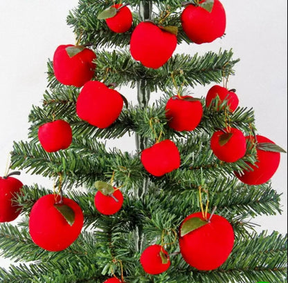 12pc Realistic Eye-catching Simulation Red Apple Ornament Christmas Tree Decoration