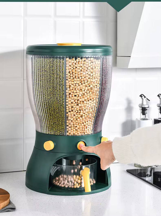 Rotating 3 partition cereal dispenser