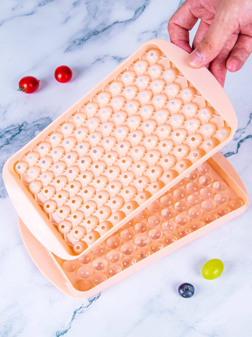 104 grid mini round ice cube tray mold with lid