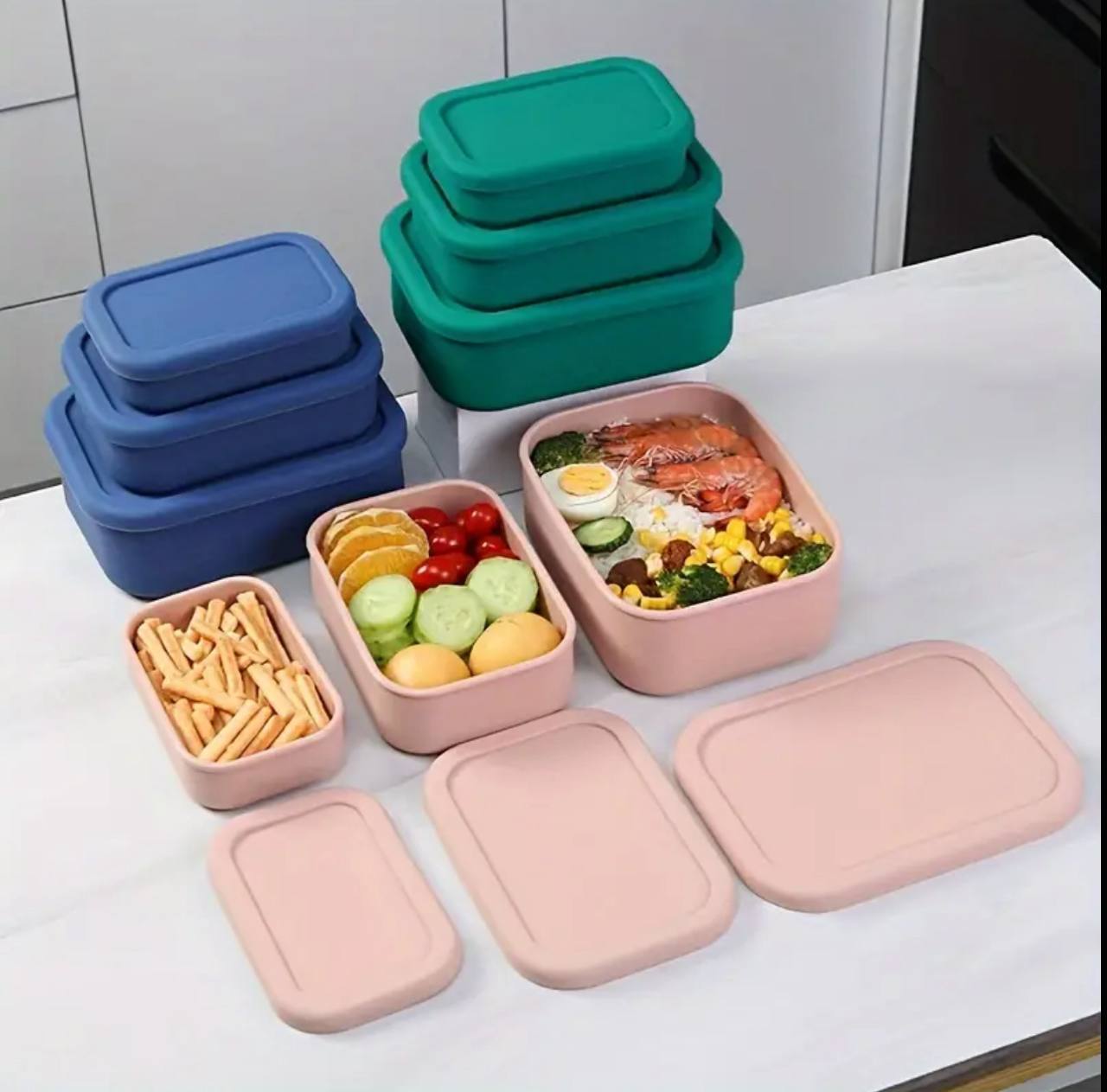 Leak proof & Food grade Silicone Lunch box set