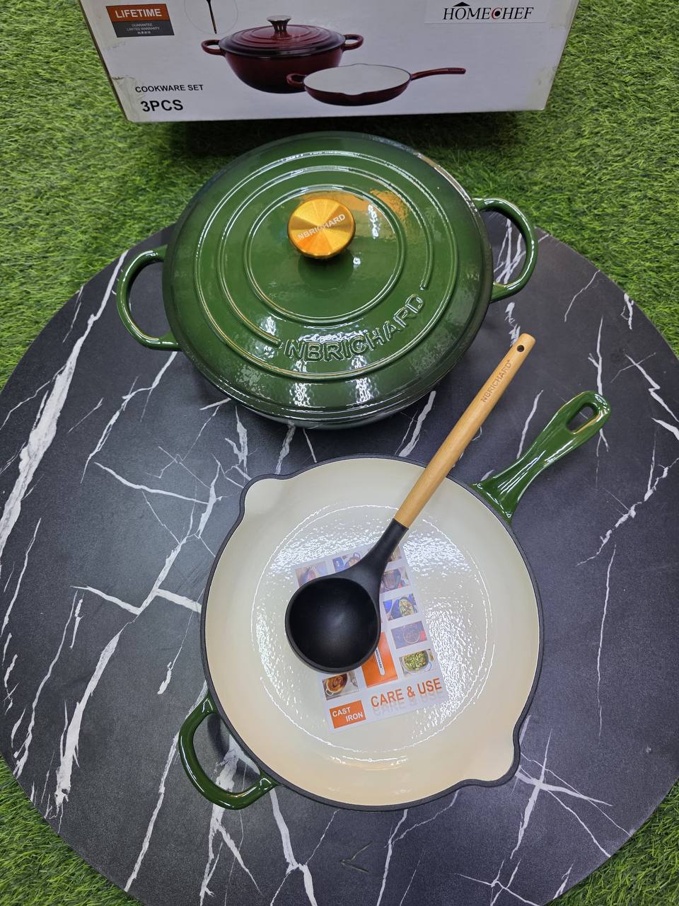 3 pcs Set Enamel Cast iron cooking pots