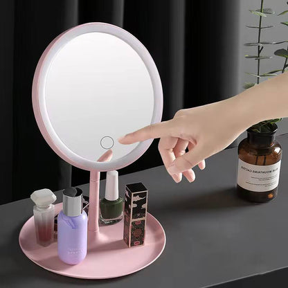 Led make up mirror storage tray